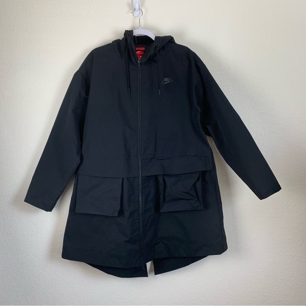 Nike womens black packable waterproof full zip jacket XL